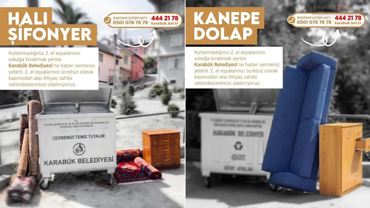 KARABÜK BELEDİYESİNDEN EV EŞYALARI İÇİN ÜCRETSİZ TOPLAMA HİZMETİ
